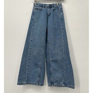 Girls Wide Leg Skater Jeans Black Size 8 High Rise Denim Pants By Cotton On